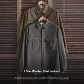 American Retro Woolen Shirt Jacket For Men